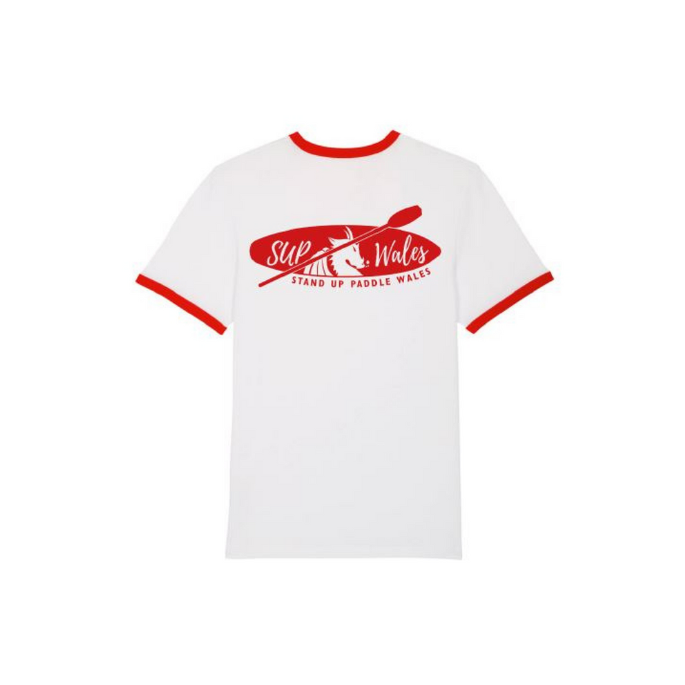 SUP Wales Organic Cotton Unisex T-Shirt - Red/White Trim